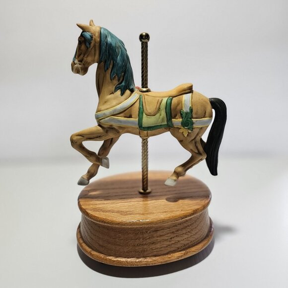 Willitts Musical Carousel Horse with Angel Wood Base Plays Carousel Waltz 60 - Picture 7 of 16